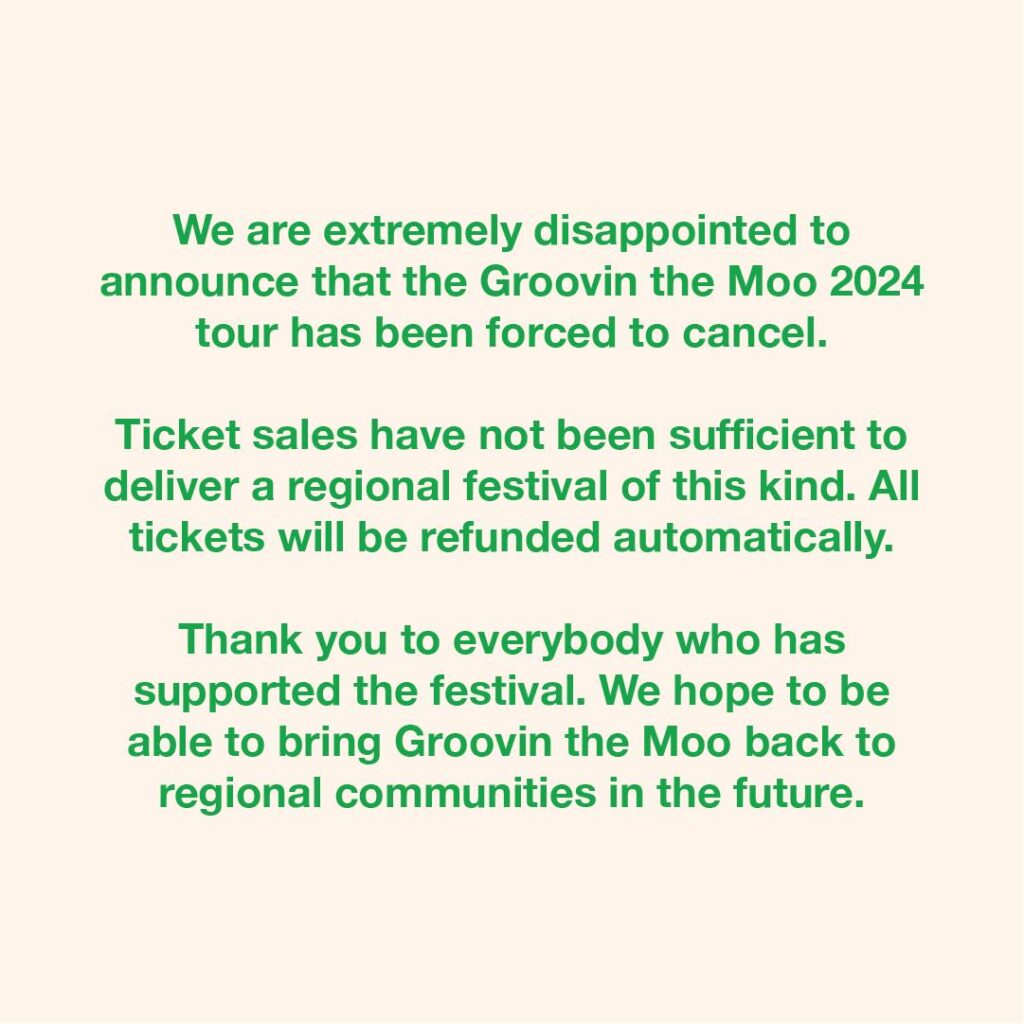 [News] GROOVIN THE MOO 2024 CANCELLED Reverb Magazine Online